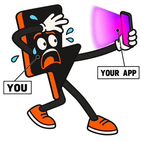Bolt recoiling from a phone glowing purple